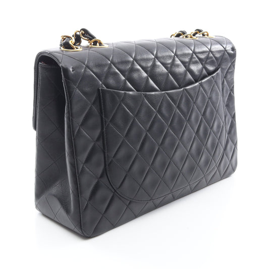 デカマトラッセ34 Wチェーンショルダーバッグ ラムスキン ブラック ゴールド金具 シャネル