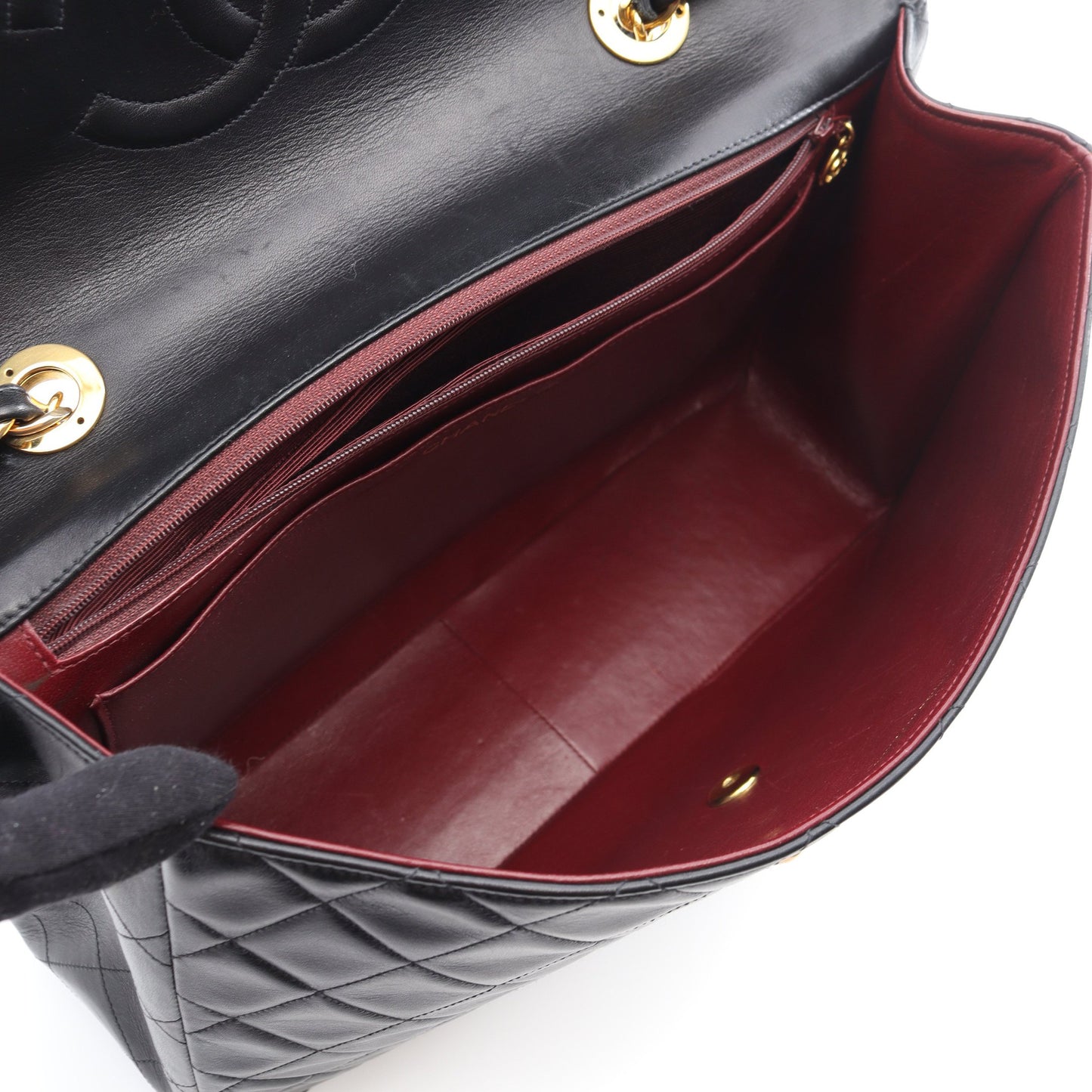 デカマトラッセ34 Wチェーンショルダーバッグ ラムスキン ブラック ゴールド金具 シャネル