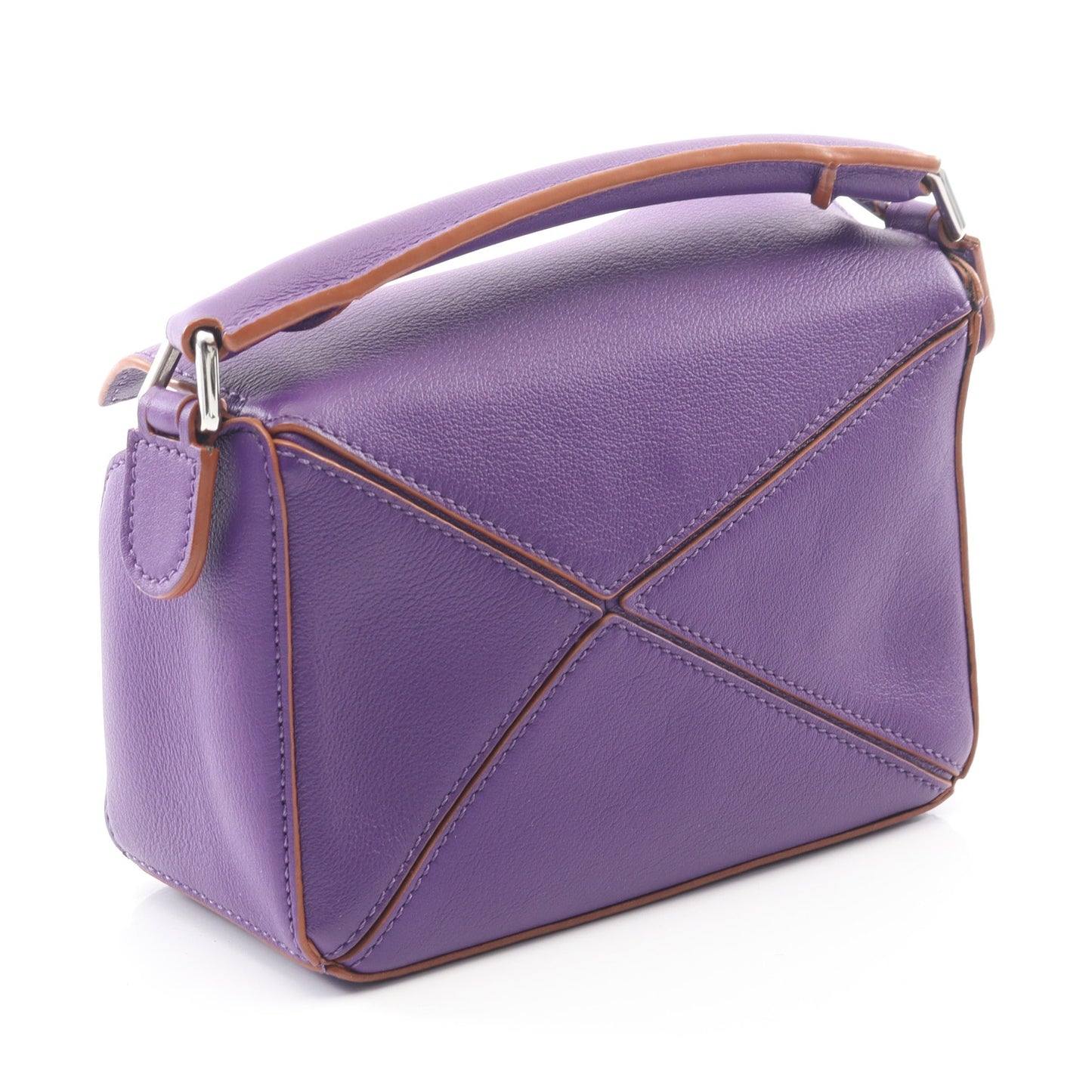 パズルエッジ ミニ ハンドバッグ レザー パープル 2WAY ロエベ バッグ LOEWE