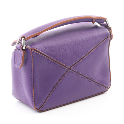 パズルエッジ ミニ ハンドバッグ レザー パープル 2WAY ロエベ バッグ LOEWE