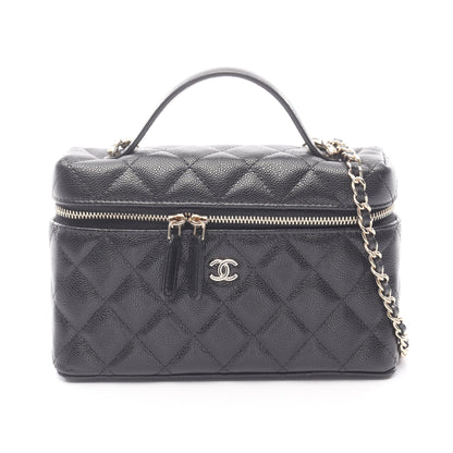 マトラッセ ハンドバッグ バニティバッグ キャビアスキン ブラック ゴールド金具 2WAY シャネル バッグ CHANEL