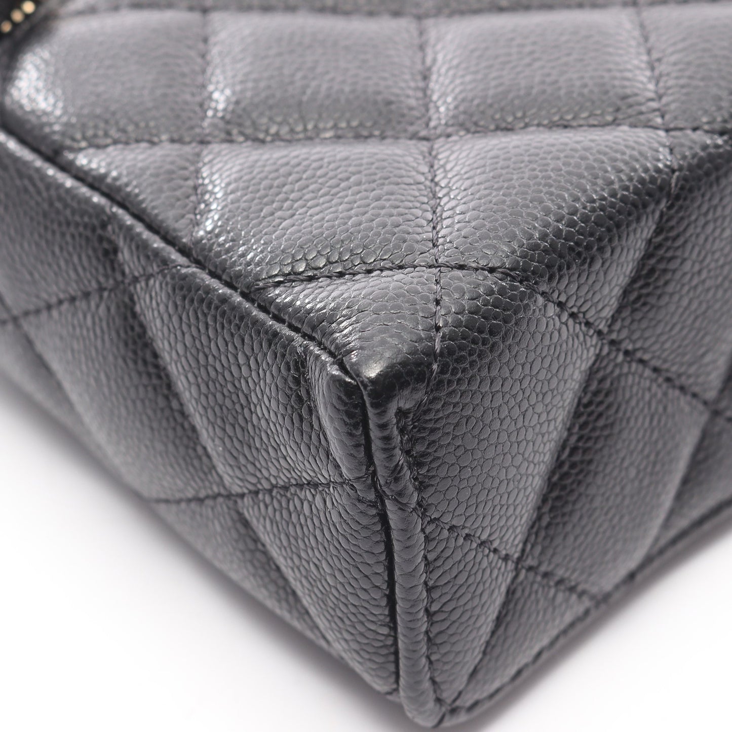 マトラッセ ハンドバッグ バニティバッグ キャビアスキン ブラック ゴールド金具 2WAY シャネル バッグ CHANEL