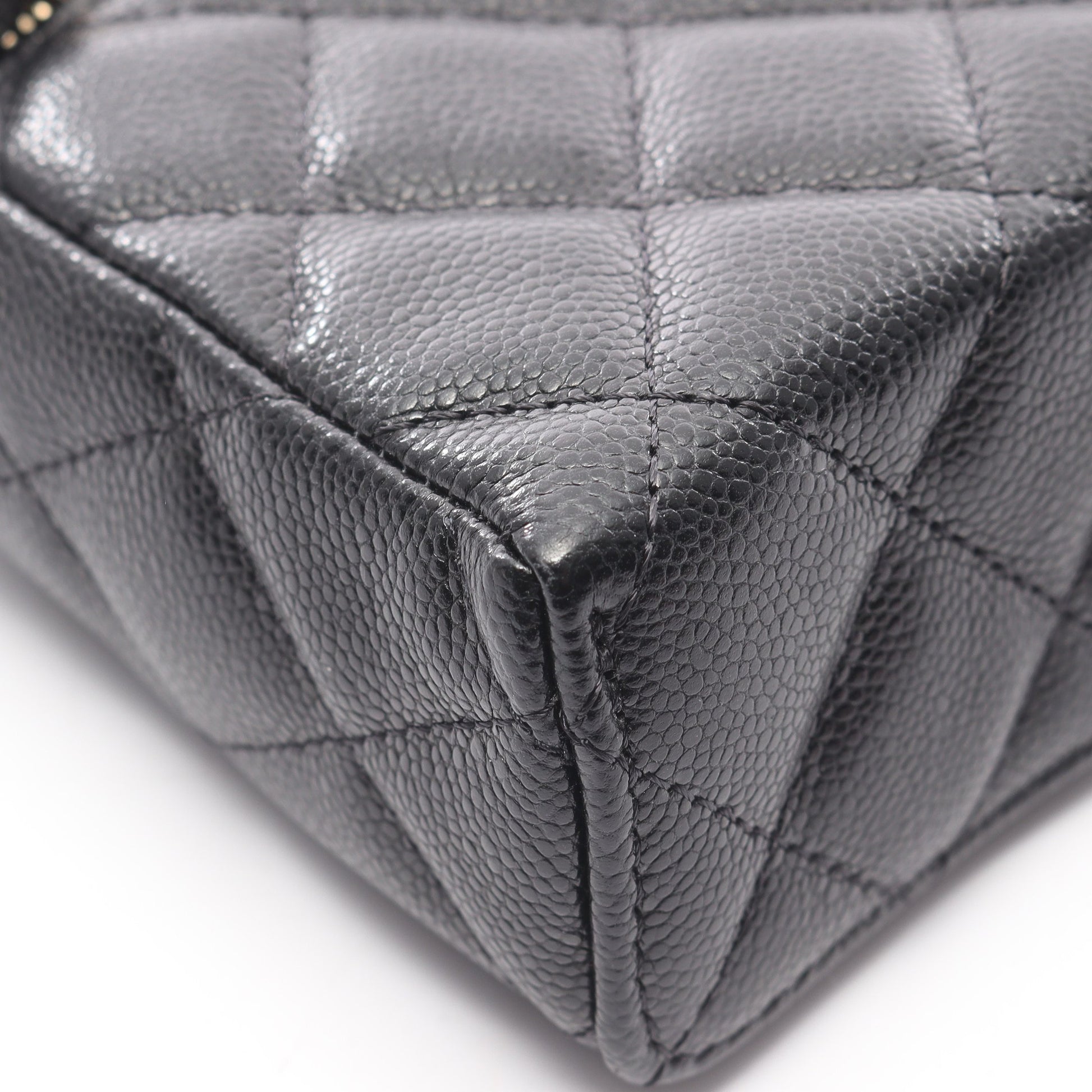 マトラッセ ハンドバッグ バニティバッグ キャビアスキン ブラック ゴールド金具 2WAY シャネル バッグ CHANEL