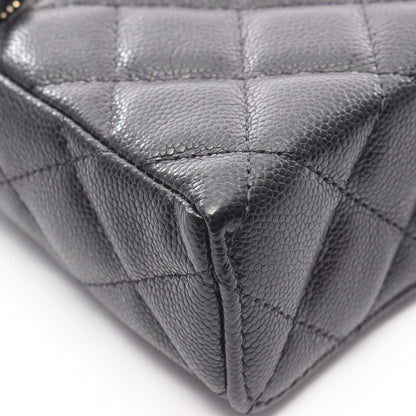 マトラッセ ハンドバッグ バニティバッグ キャビアスキン ブラック ゴールド金具 2WAY シャネル バッグ CHANEL