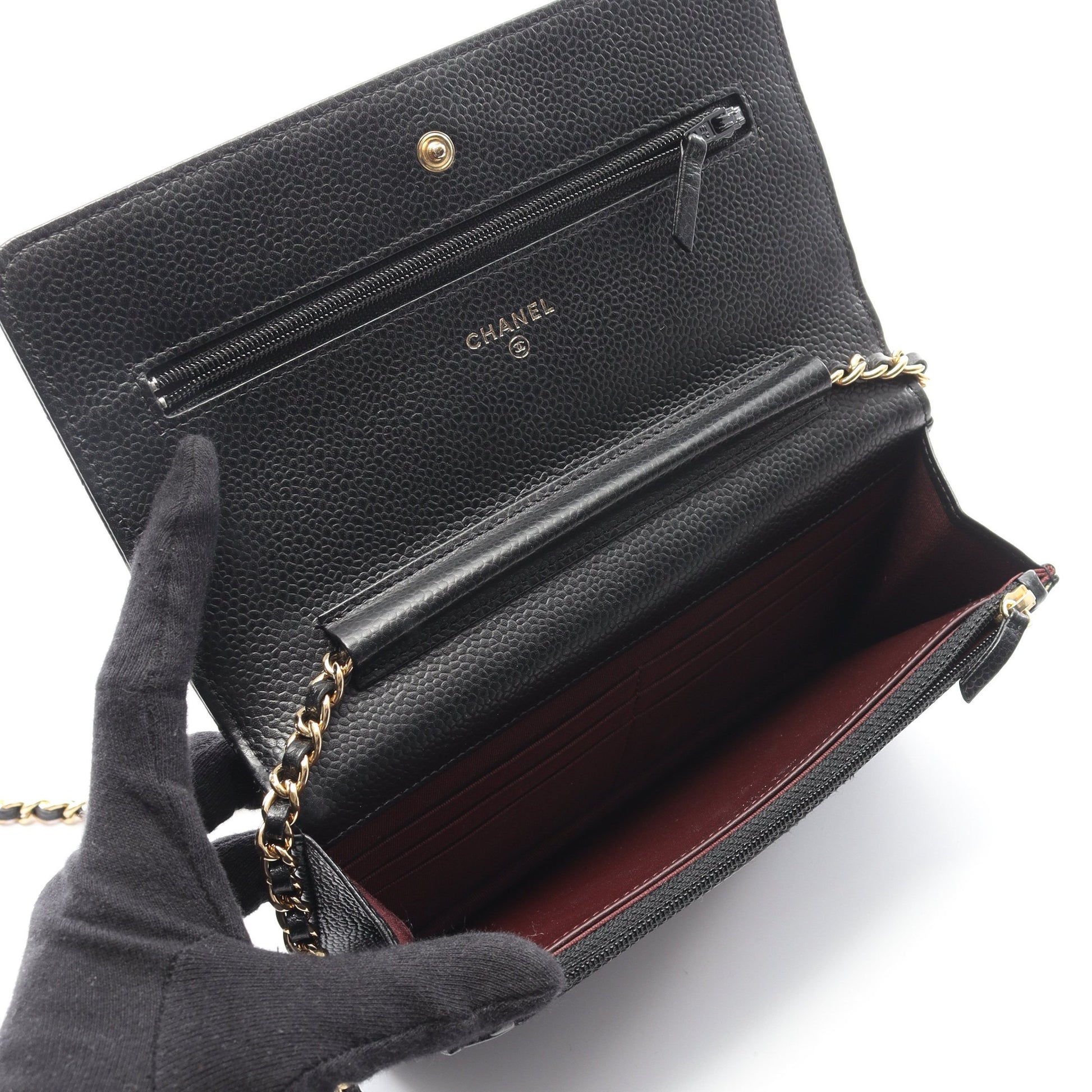 マトラッセ チェーンウォレット キャビアスキン ブラック ゴールド金具 シャネル バッグ CHANEL