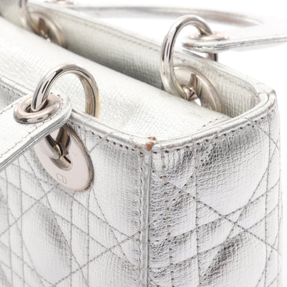 LADY DIOR MY ABCDIOR レディディオール カナージュ ハンドバッグ レザー シルバー 2WAY クリスチャンディオール バッグ Christian Dior