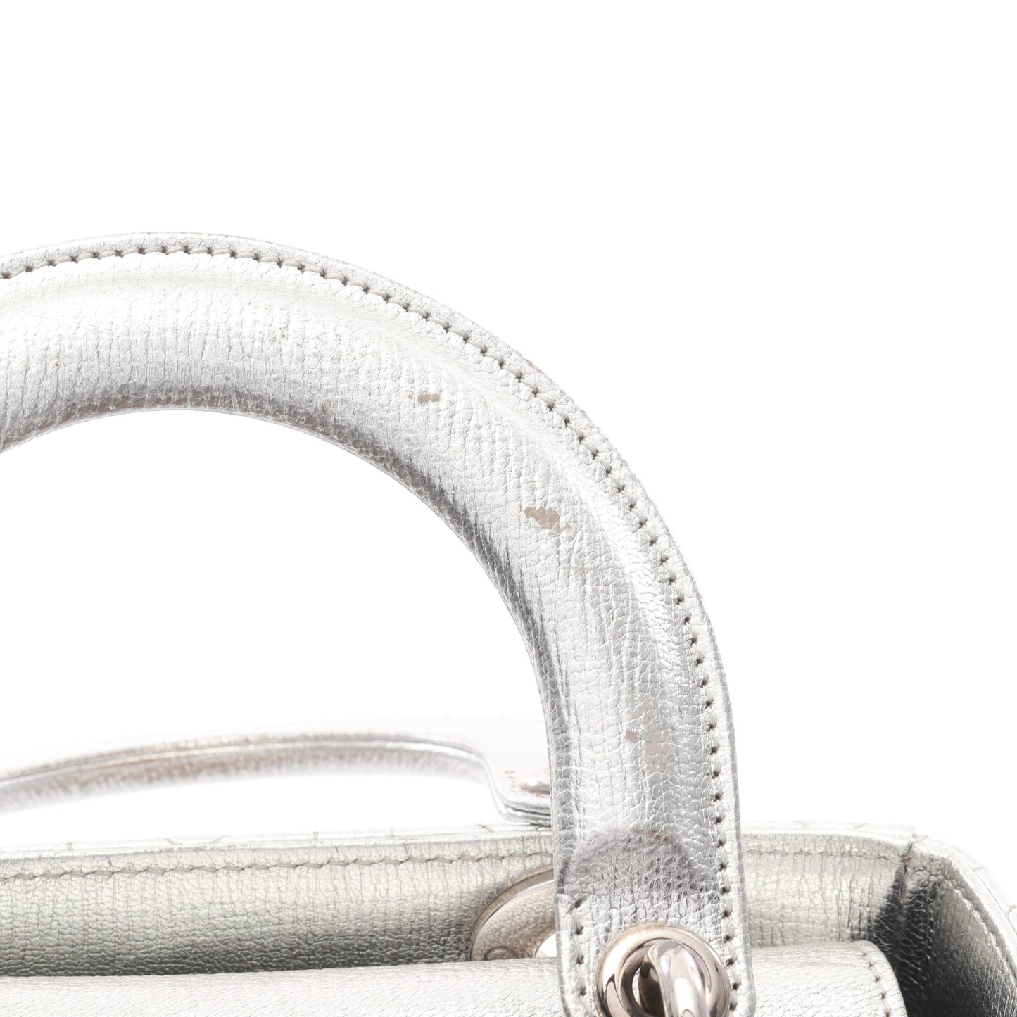 LADY DIOR MY ABCDIOR レディディオール カナージュ ハンドバッグ レザー シルバー 2WAY クリスチャンディオール バッグ Christian Dior