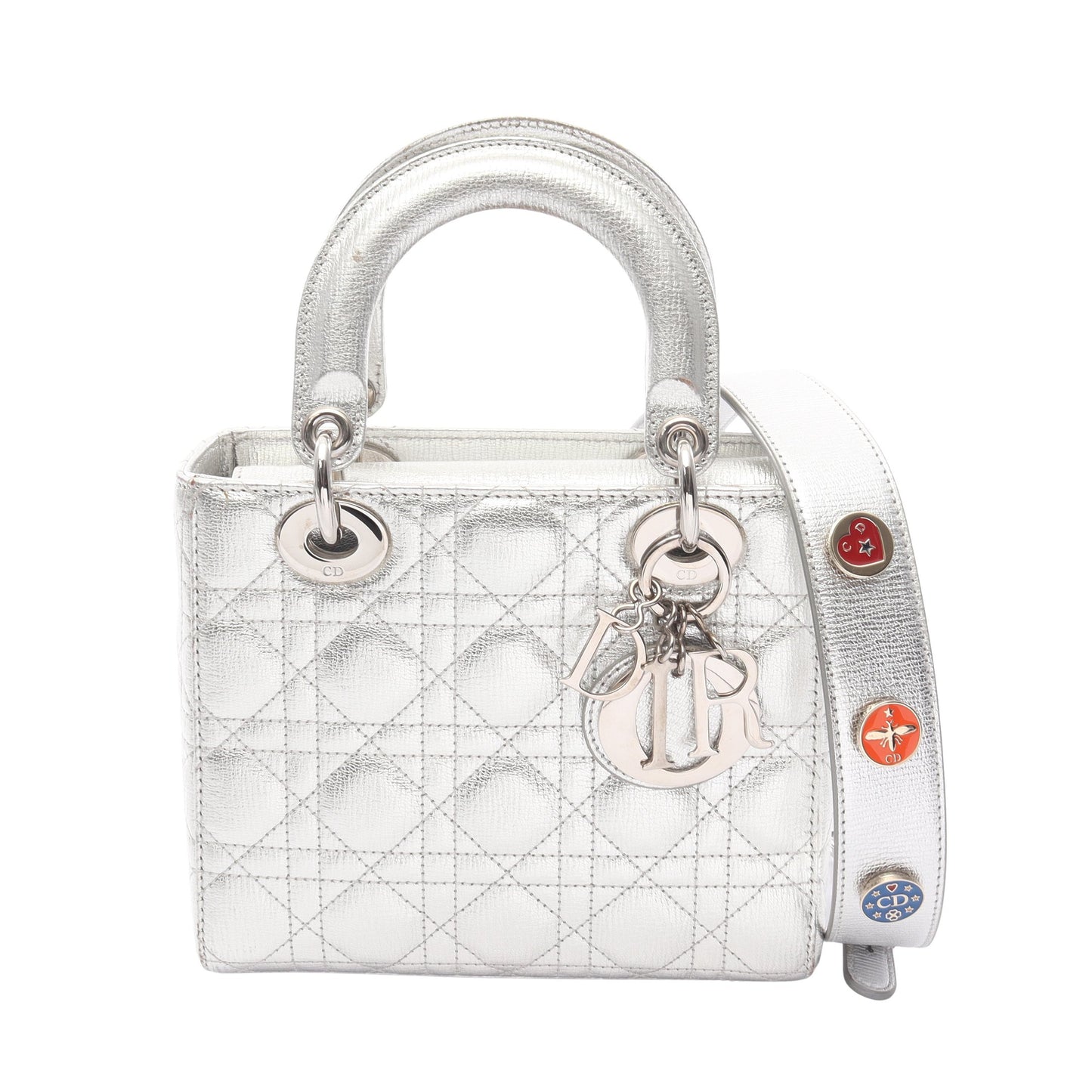 LADY DIOR MY ABCDIOR レディディオール カナージュ ハンドバッグ レザー シルバー 2WAY クリスチャンディオール バッグ Christian Dior