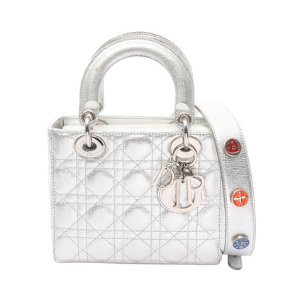 LADY DIOR MY ABCDIOR レディディオール カナージュ ハンドバッグ レザー シルバー 2WAY クリスチャンディオール バッグ Christian Dior
