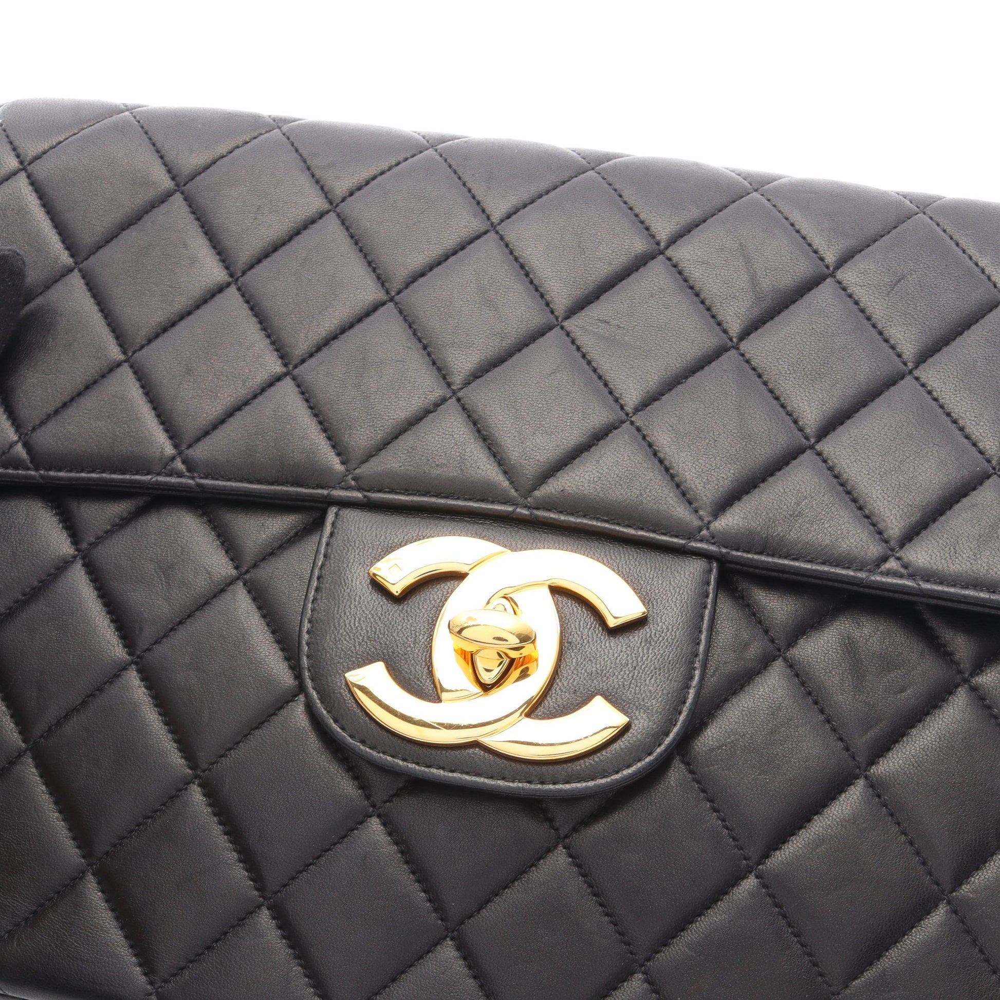 デカマトラッセ30 シングルフラップ Wチェーンショルダーバッグ ラムスキン ブラック ゴールド金具 シャネル バッグ CHANEL