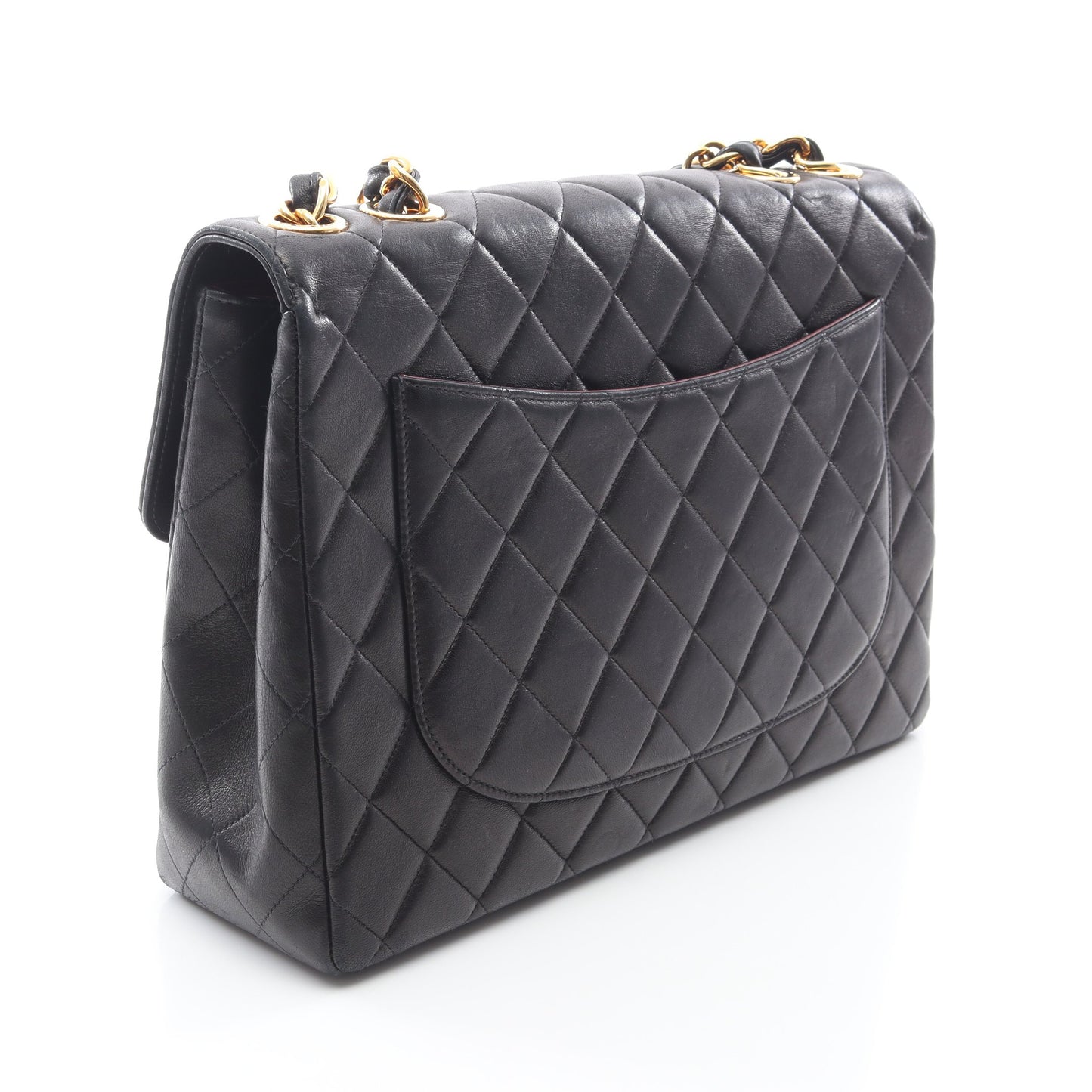 デカマトラッセ30 シングルフラップ Wチェーンショルダーバッグ ラムスキン ブラック ゴールド金具 シャネル バッグ CHANEL