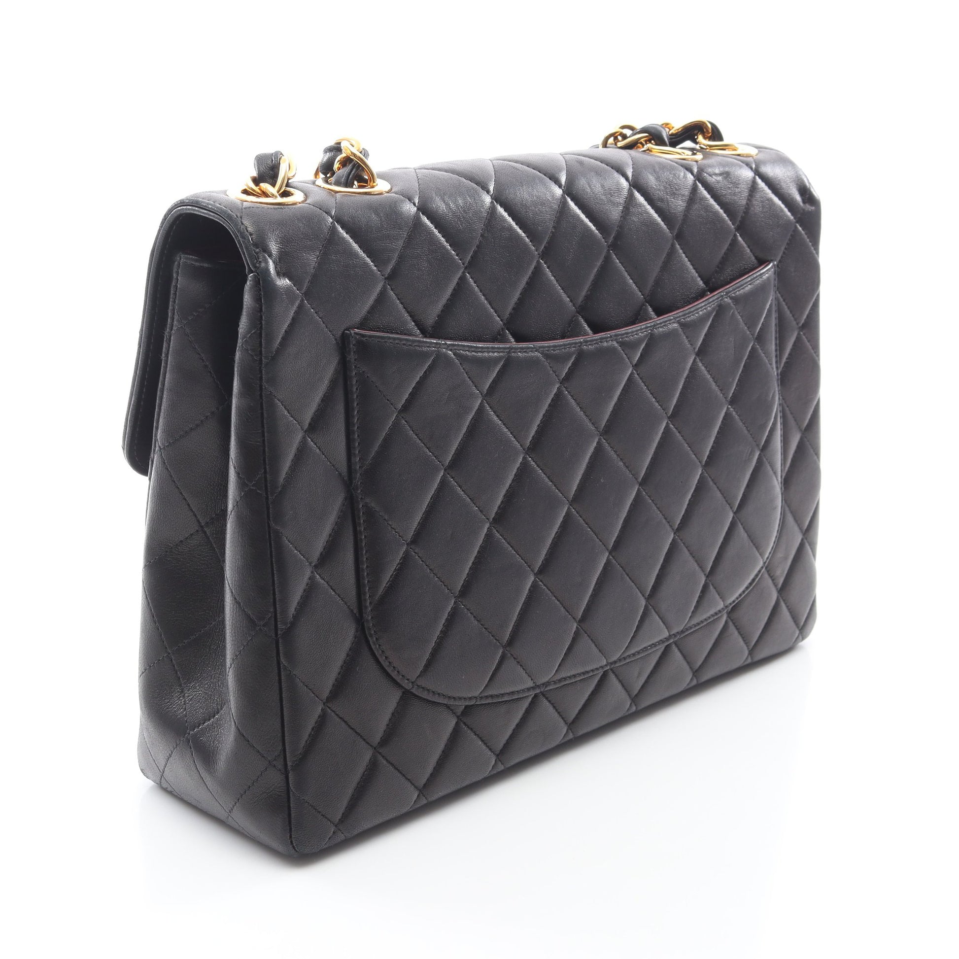 デカマトラッセ30 シングルフラップ Wチェーンショルダーバッグ ラムスキン ブラック ゴールド金具 シャネル バッグ CHANEL