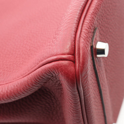 バーキン30 ルージュグレナ ハンドバッグ トゴ バーガンディ シルバー金具 A刻印 エルメス バッグ HERMES