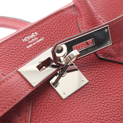 バーキン30 ルージュグレナ ハンドバッグ トゴ バーガンディ シルバー金具 A刻印 エルメス バッグ HERMES