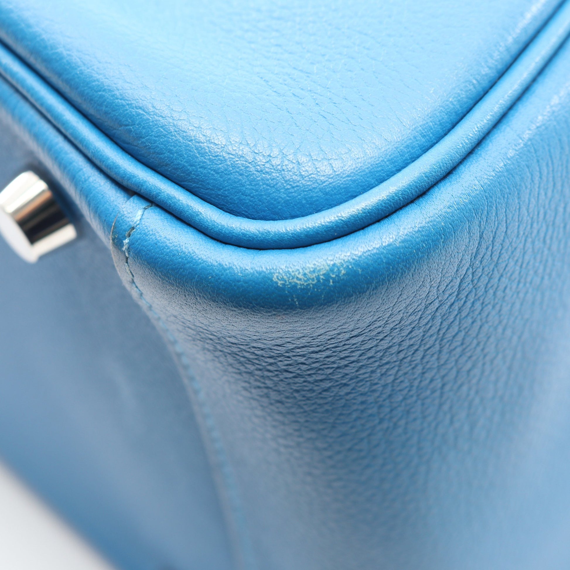 リンディ30 ブルーイドラ ショルダーバッグ エバーカラー ブルー シルバー金具 T刻印 エルメス バッグ HERMES