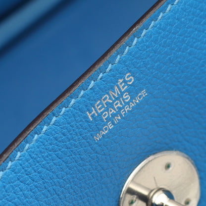 リンディ30 ブルーイドラ ショルダーバッグ エバーカラー ブルー シルバー金具 T刻印 エルメス バッグ HERMES