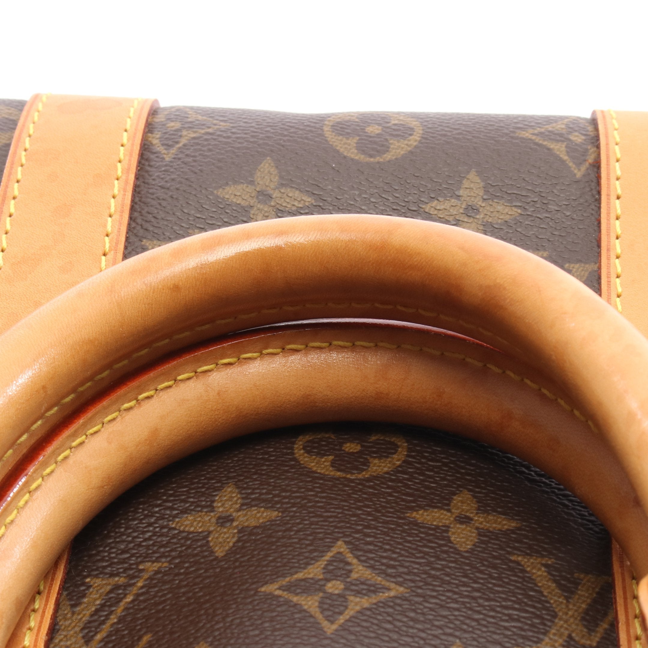 キーポル45 モノグラム ボストンバッグ PVC レザー ブラウン ルイ