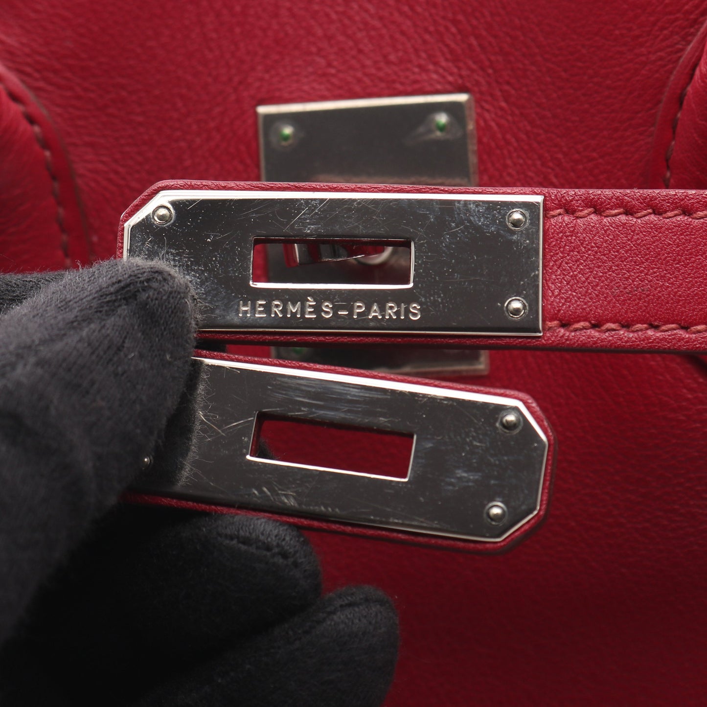バーキン35 ルビー ハンドバッグ ヴォースイフト ピンクパープル シルバー金具 □O刻印 エルメス バッグ HERMES