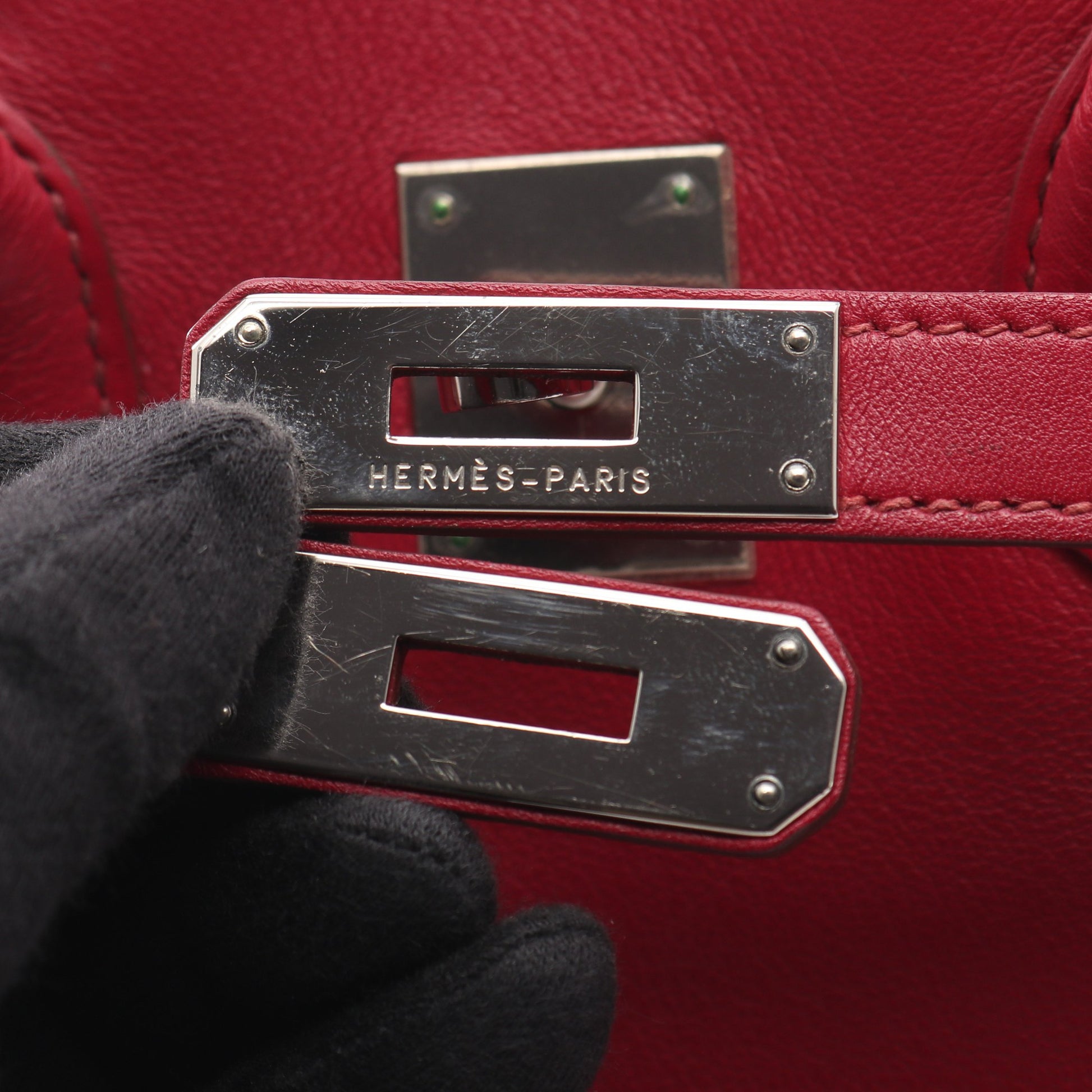 バーキン35 ルビー ハンドバッグ ヴォースイフト ピンクパープル シルバー金具 □O刻印 エルメス バッグ HERMES