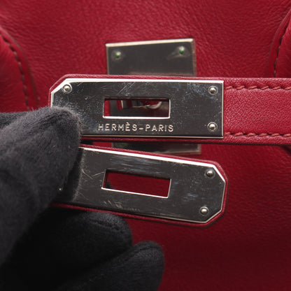 バーキン35 ルビー ハンドバッグ ヴォースイフト ピンクパープル シルバー金具 □O刻印 エルメス バッグ HERMES