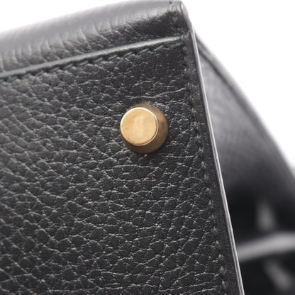 ケリー32 ハンドバッグ アルデンヌ ブラック ゴールド金具 2WAY 外縫い ○X刻印 エルメス バッグ HERMES