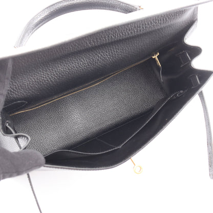 ケリー32 ハンドバッグ アルデンヌ ブラック ゴールド金具 2WAY 外縫い ○X刻印 エルメス バッグ HERMES