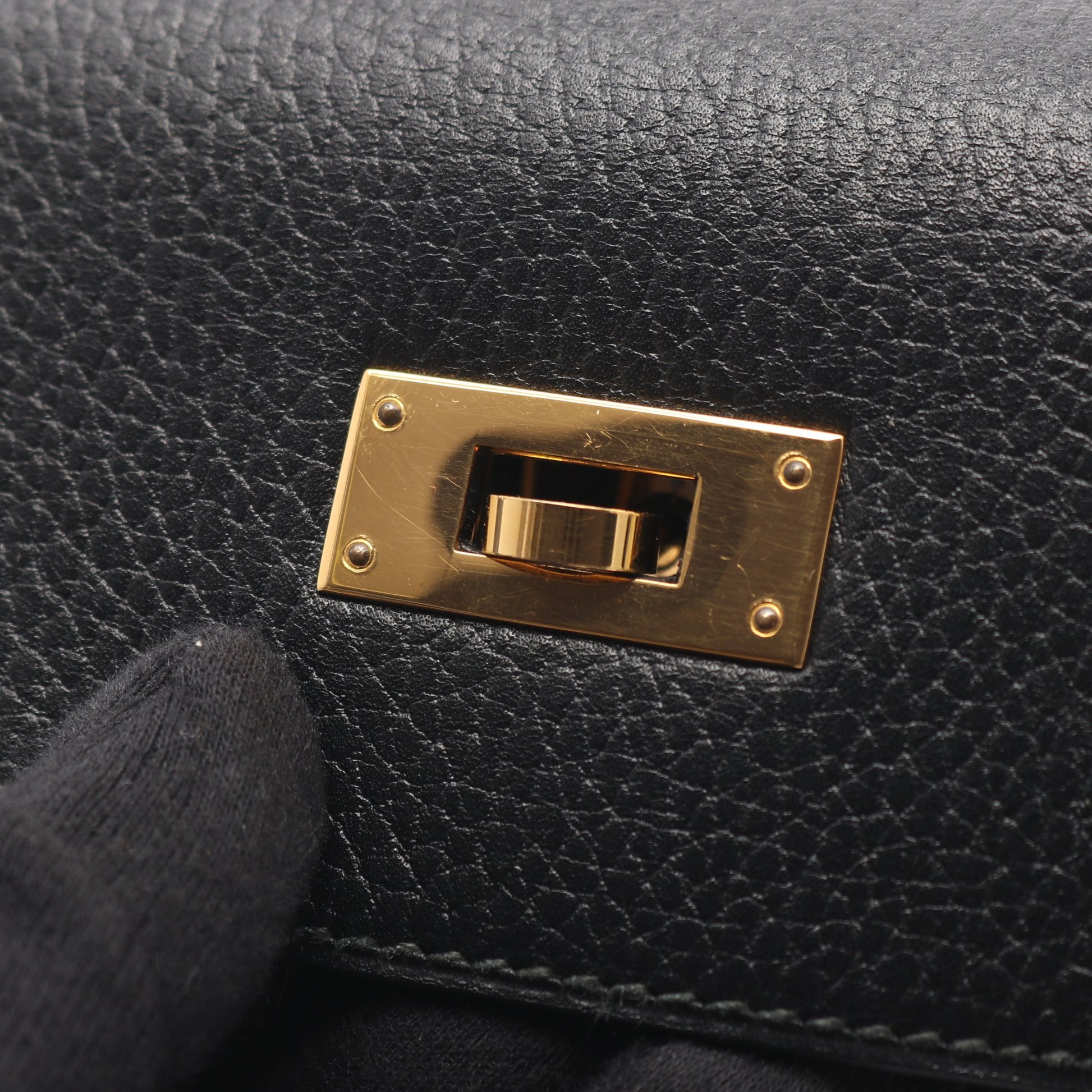 ケリー32 ハンドバッグ アルデンヌ ブラック ゴールド金具 2WAY 外縫い ○X刻印 エルメス バッグ HERMES