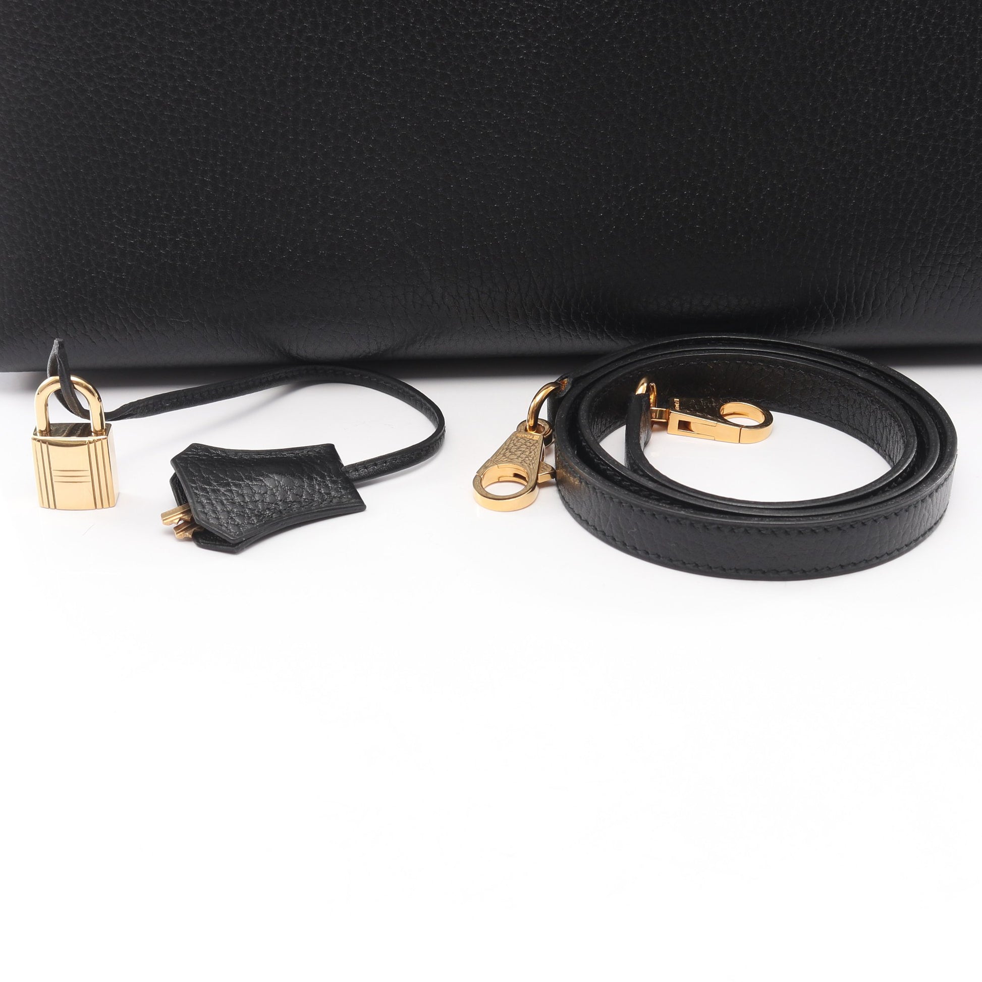ケリー32 ハンドバッグ アルデンヌ ブラック ゴールド金具 2WAY 外縫い ○X刻印 エルメス バッグ HERMES