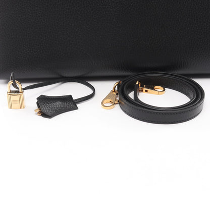 ケリー32 ハンドバッグ アルデンヌ ブラック ゴールド金具 2WAY 外縫い ○X刻印 エルメス バッグ HERMES