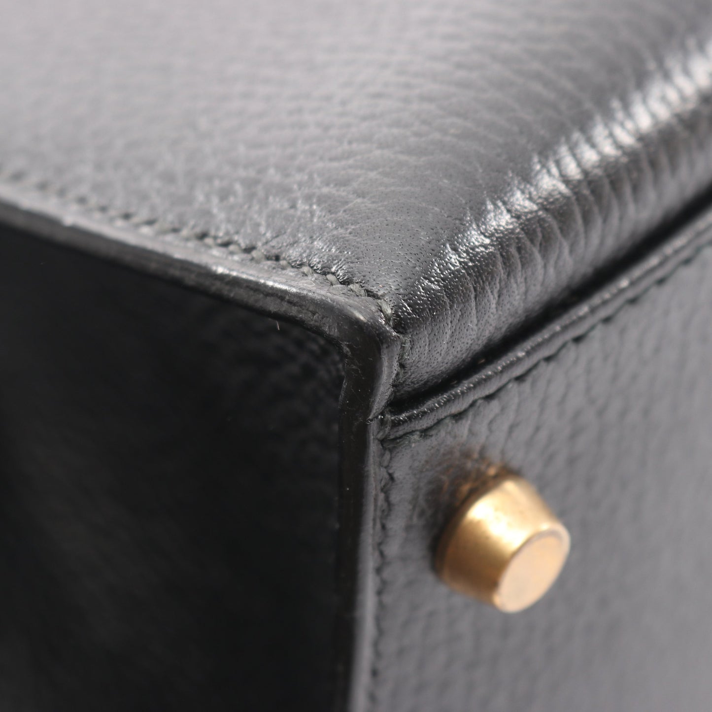 ケリー32 ハンドバッグ アルデンヌ ブラック ゴールド金具 2WAY 外縫い ○X刻印 エルメス バッグ HERMES