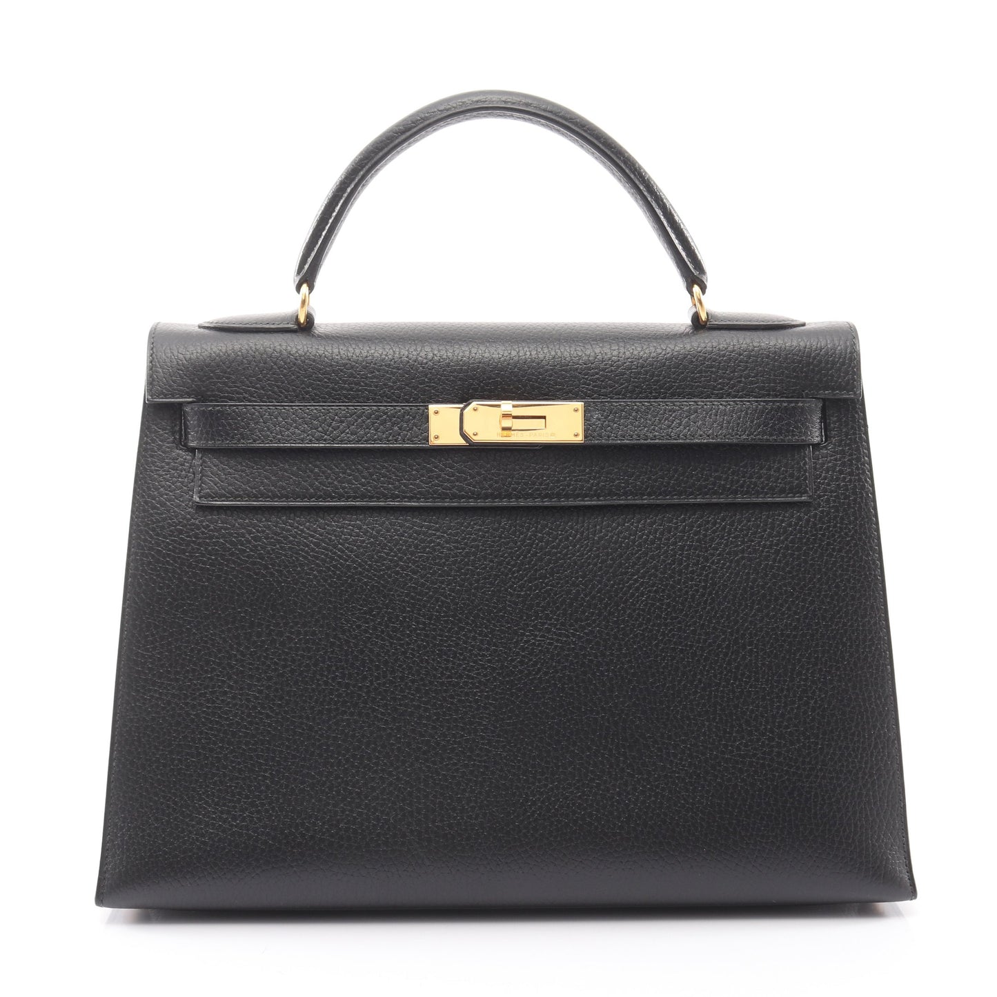 ケリー32 ハンドバッグ アルデンヌ ブラック ゴールド金具 2WAY 外縫い ○X刻印 エルメス バッグ HERMES