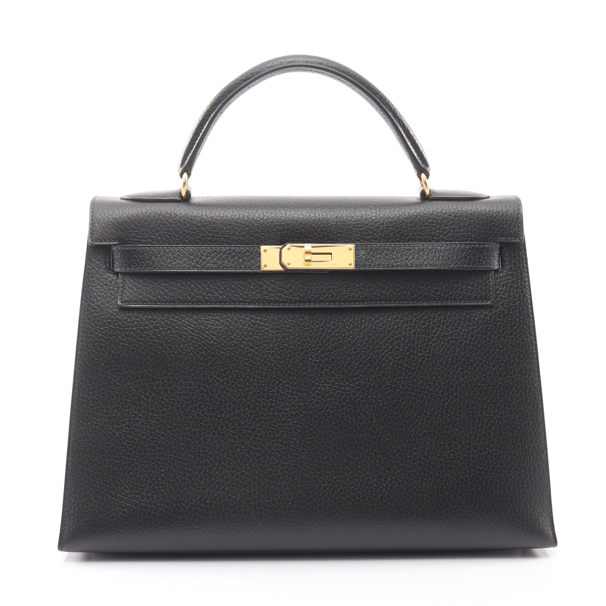 ケリー32 ハンドバッグ アルデンヌ ブラック ゴールド金具 2WAY 外縫い ○X刻印 エルメス バッグ HERMES