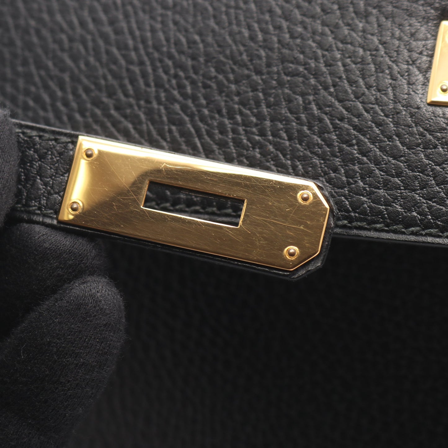 ケリー32 ハンドバッグ アルデンヌ ブラック ゴールド金具 2WAY 外縫い ○X刻印 エルメス バッグ HERMES