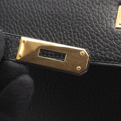ケリー32 ハンドバッグ アルデンヌ ブラック ゴールド金具 2WAY 外縫い ○X刻印 エルメス バッグ HERMES