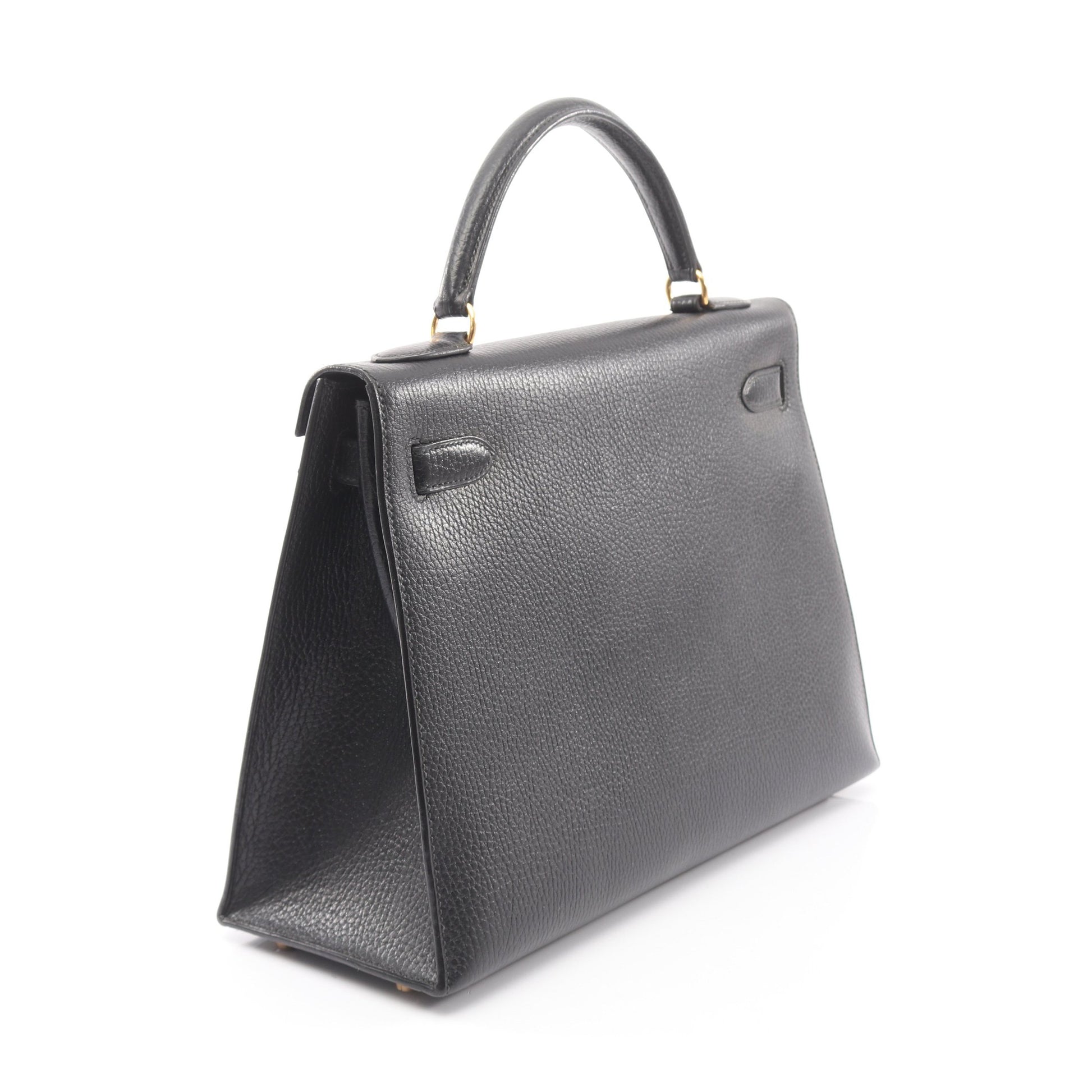 ケリー32 ハンドバッグ アルデンヌ ブラック ゴールド金具 2WAY 外縫い ○X刻印 エルメス バッグ HERMES