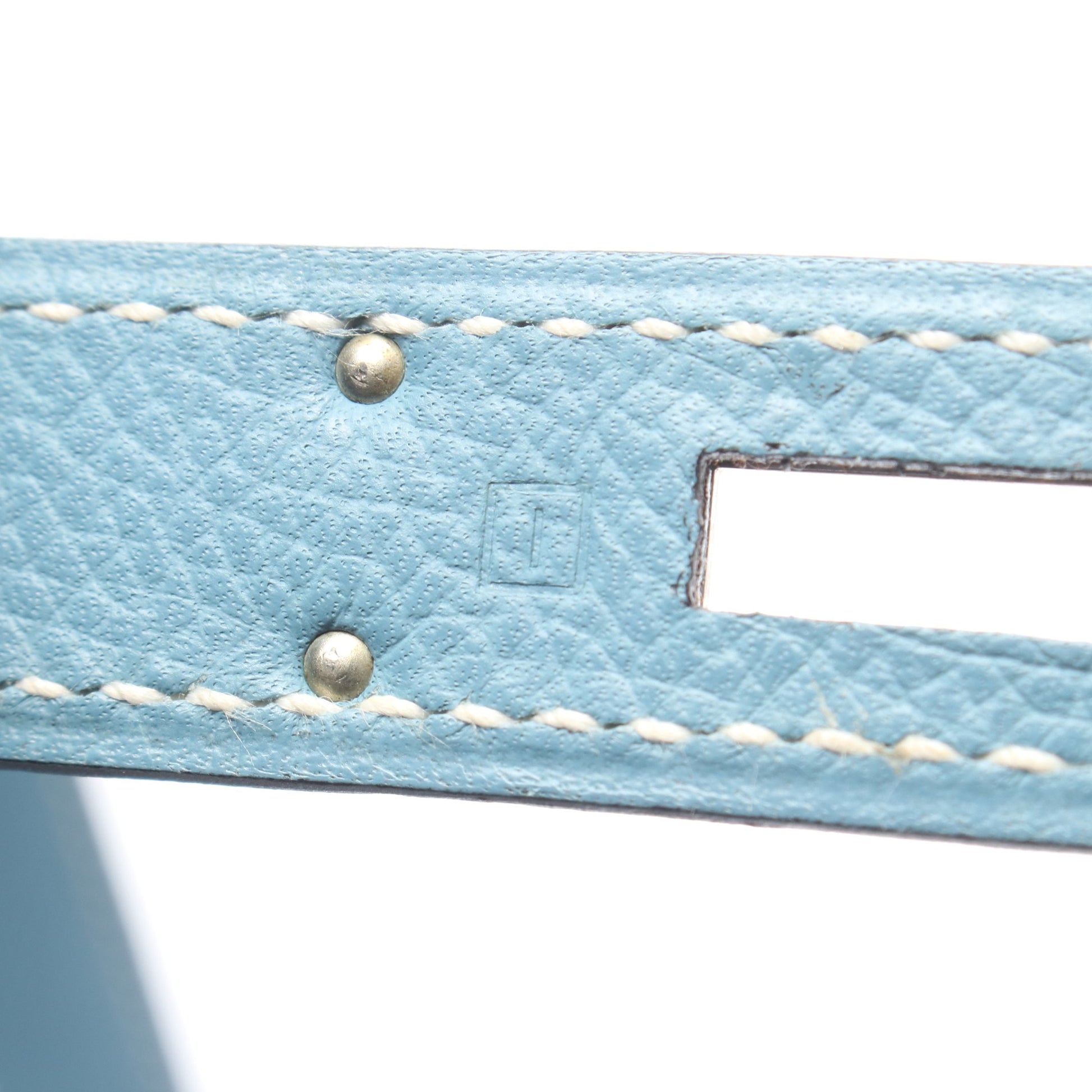 ケリー32 ブルージーン ハンドバッグ ヴォーエプソン ブルー シルバー金具 外縫い 2WAY □I刻印 エルメス バッグ HERMES