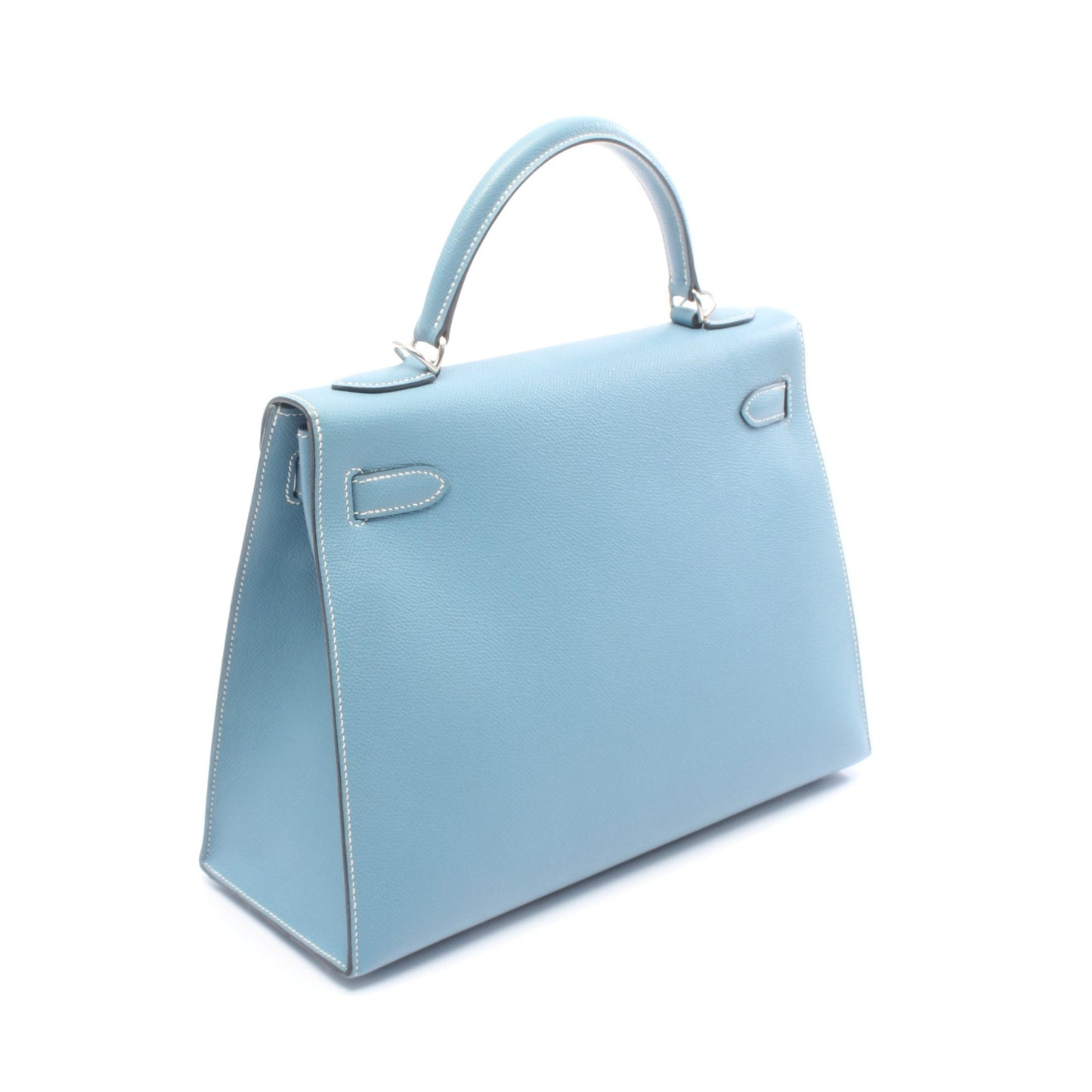 ケリー32 ブルージーン ハンドバッグ ヴォーエプソン ブルー シルバー金具 外縫い 2WAY □I刻印 エルメス バッグ HERMES