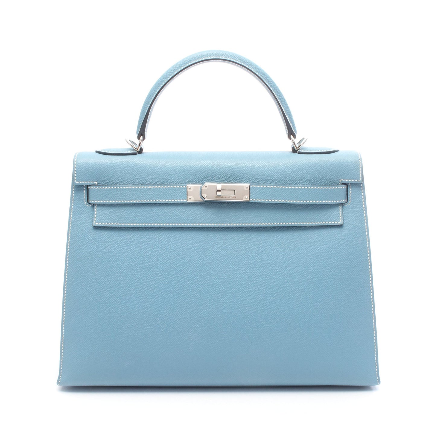 ケリー32 ブルージーン ハンドバッグ ヴォーエプソン ブルー シルバー金具 外縫い 2WAY □I刻印 エルメス バッグ HERMES