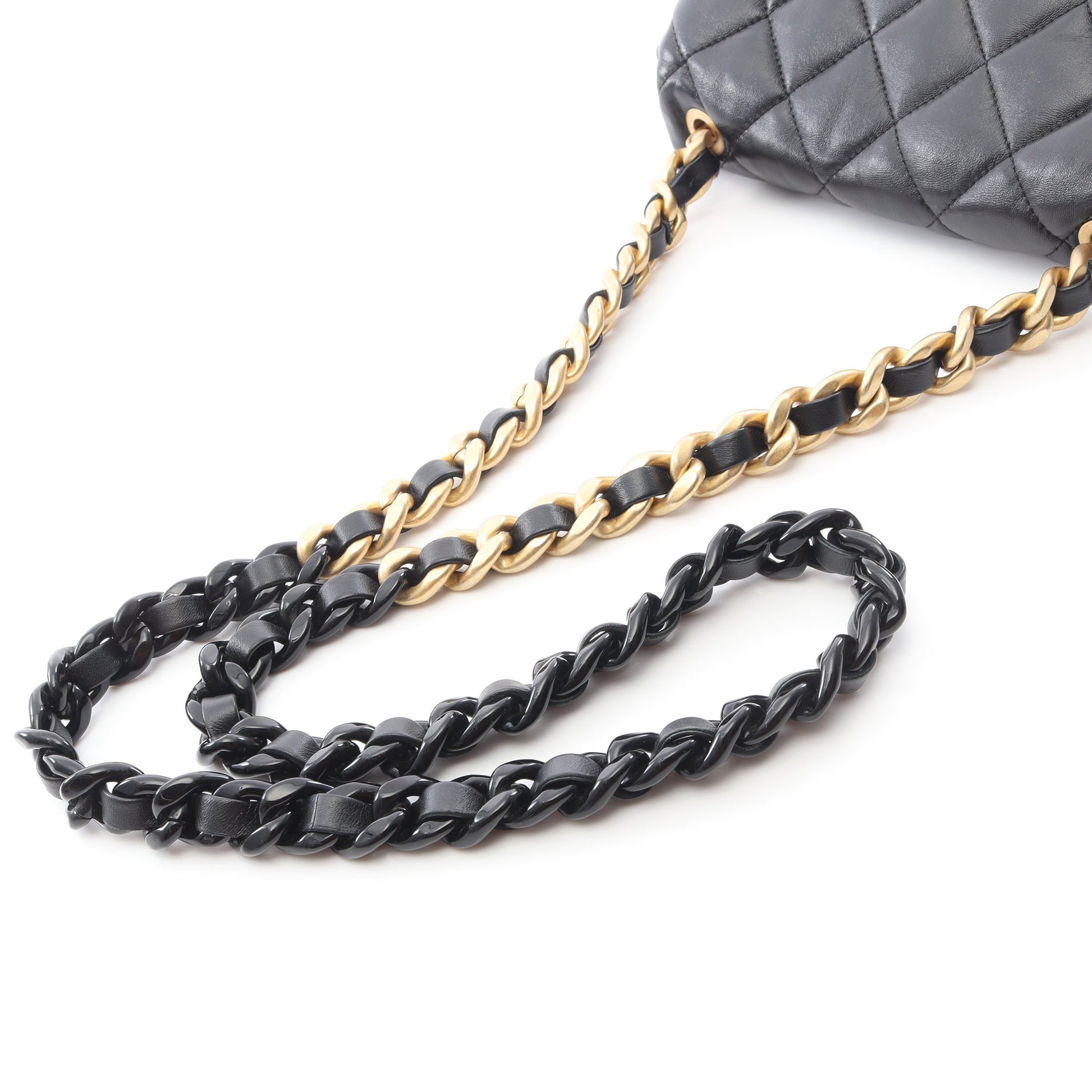 マトラッセ チェーンショルダーバッグ ラムスキン ブラック コンビ金具 シャネル バッグ CHANEL