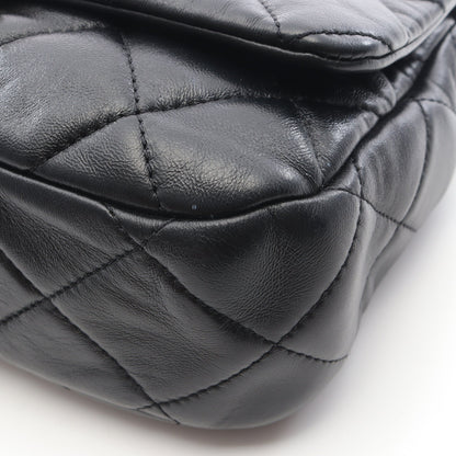 マトラッセ チェーンショルダーバッグ ラムスキン ブラック コンビ金具 シャネル バッグ CHANEL