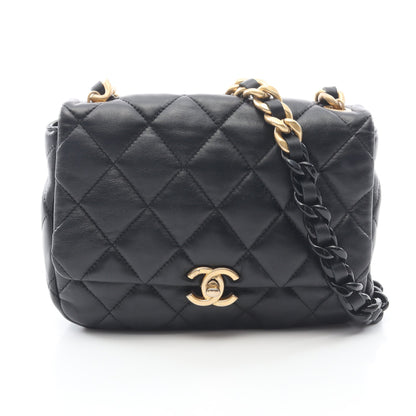 マトラッセ チェーンショルダーバッグ ラムスキン ブラック コンビ金具 シャネル バッグ CHANEL