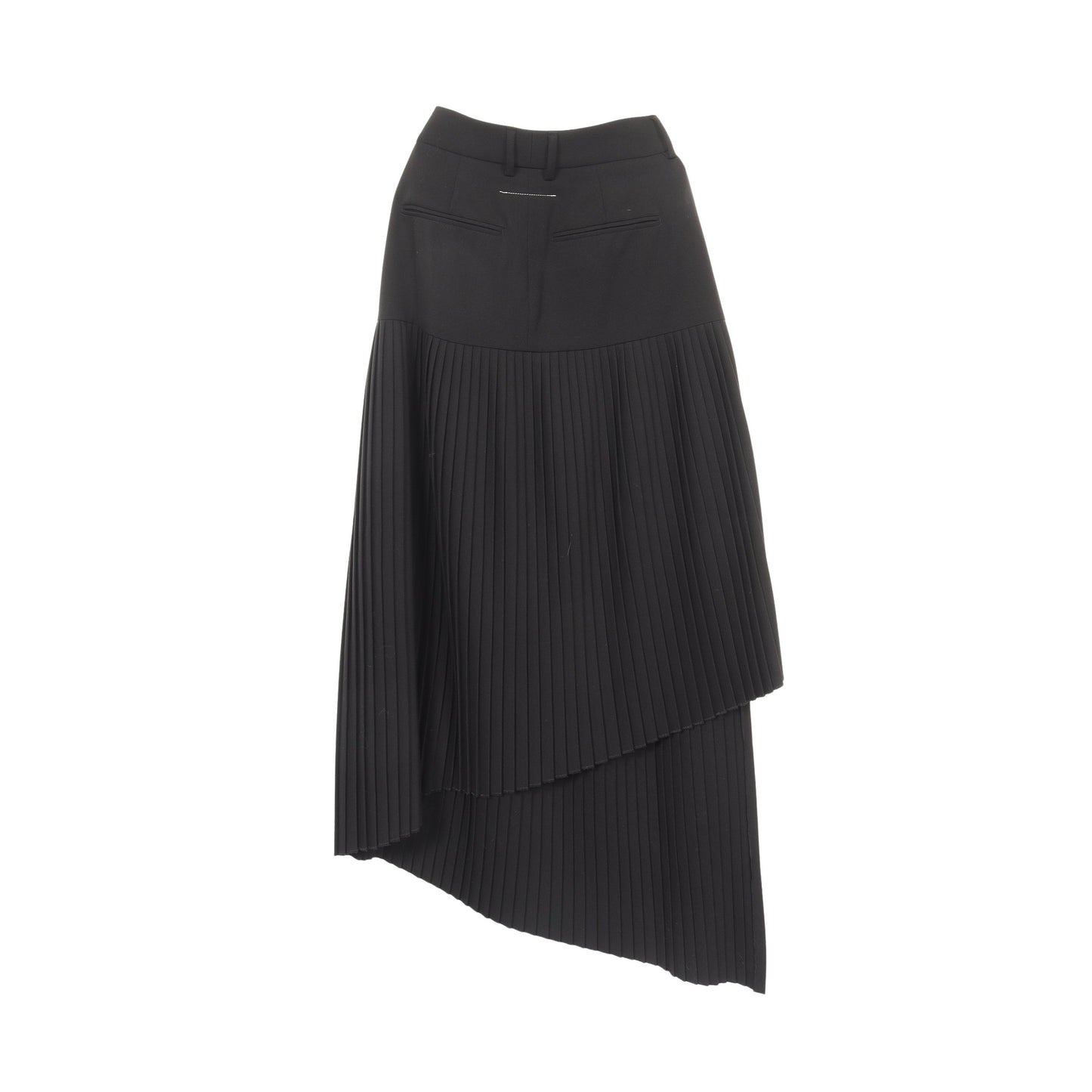 マキシ丈 アシンメトリー プリーツ スカート レーヨン ブラック エムエムシックスメゾンマルジェラ ボトムス MM6 MAISON MARGIELA