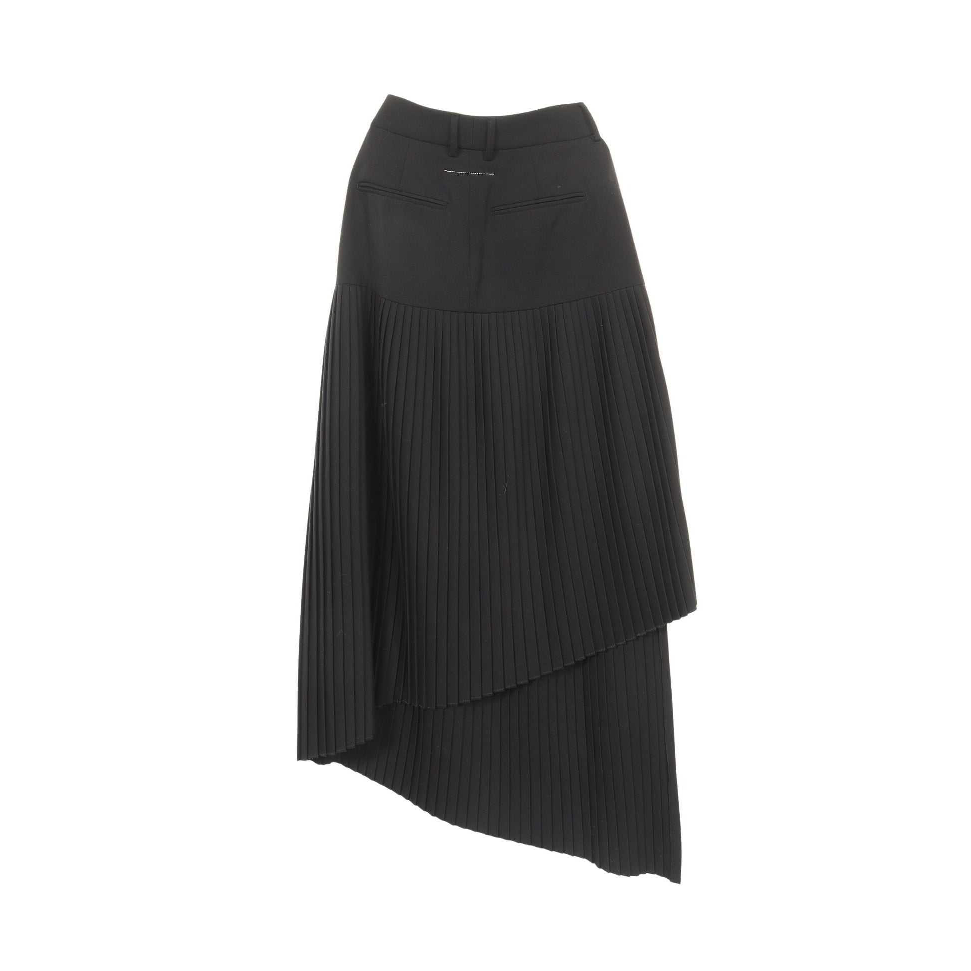マキシ丈 アシンメトリー プリーツ スカート レーヨン ブラック エムエムシックスメゾンマルジェラ ボトムス MM6 MAISON MARGIELA