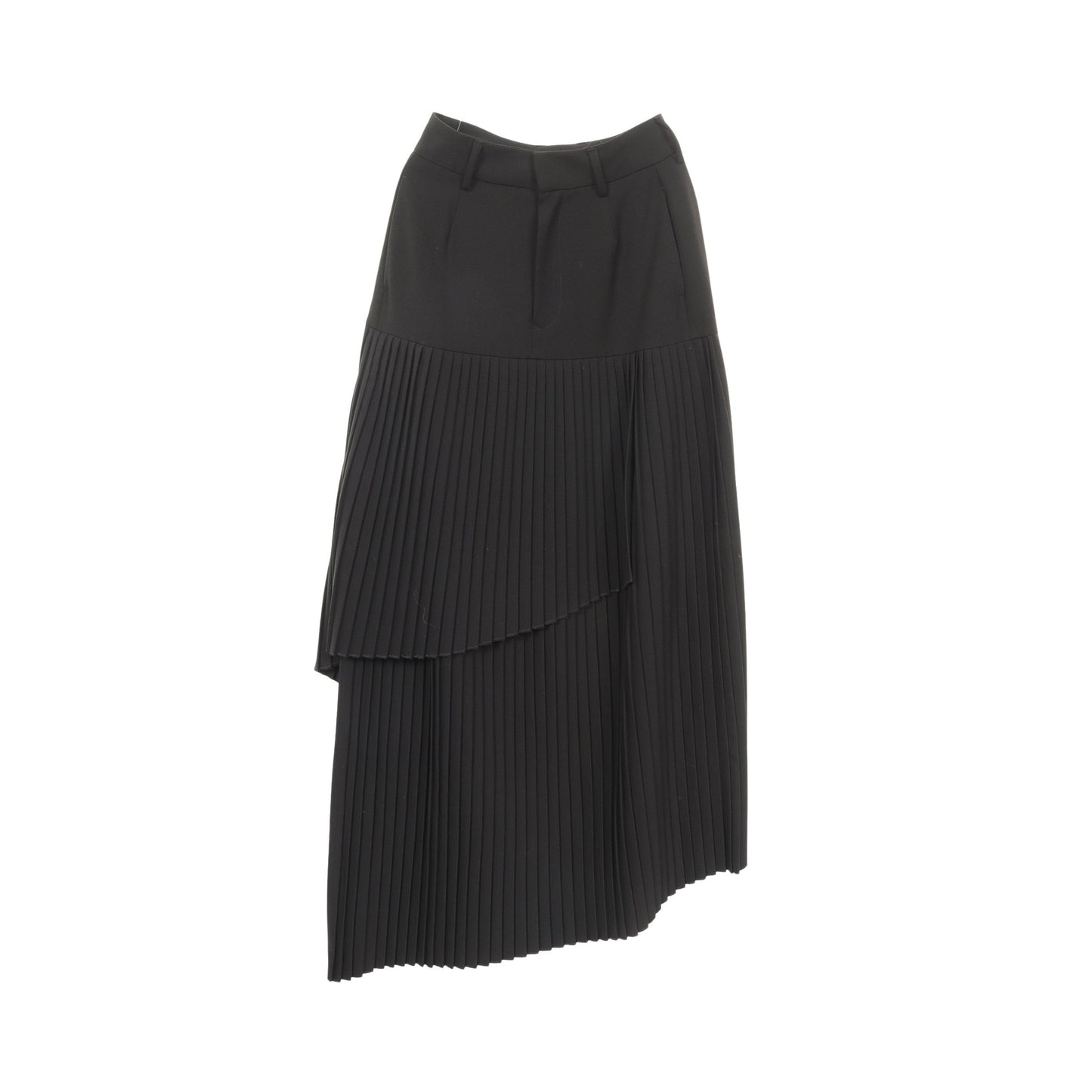 マキシ丈 アシンメトリー プリーツ スカート レーヨン ブラック エムエムシックスメゾンマルジェラ ボトムス MM6 MAISON MARGIELA