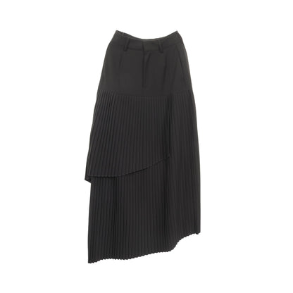 マキシ丈 アシンメトリー プリーツ スカート レーヨン ブラック エムエムシックスメゾンマルジェラ ボトムス MM6 MAISON MARGIELA