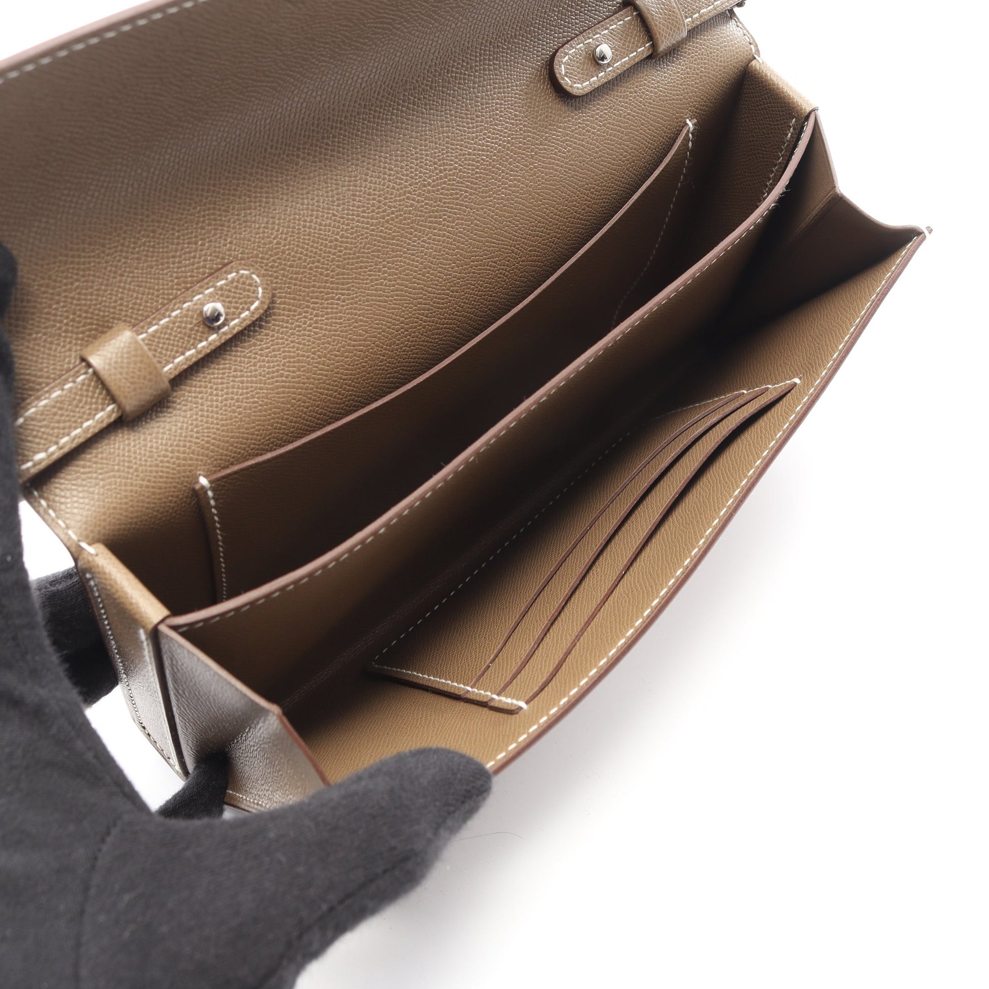 シャニエール トゥーゴー エトゥープ ショルダーバッグ ヴォーマダム グレーブラウン シルバー金具 K刻印 エルメス バッグ HERMES