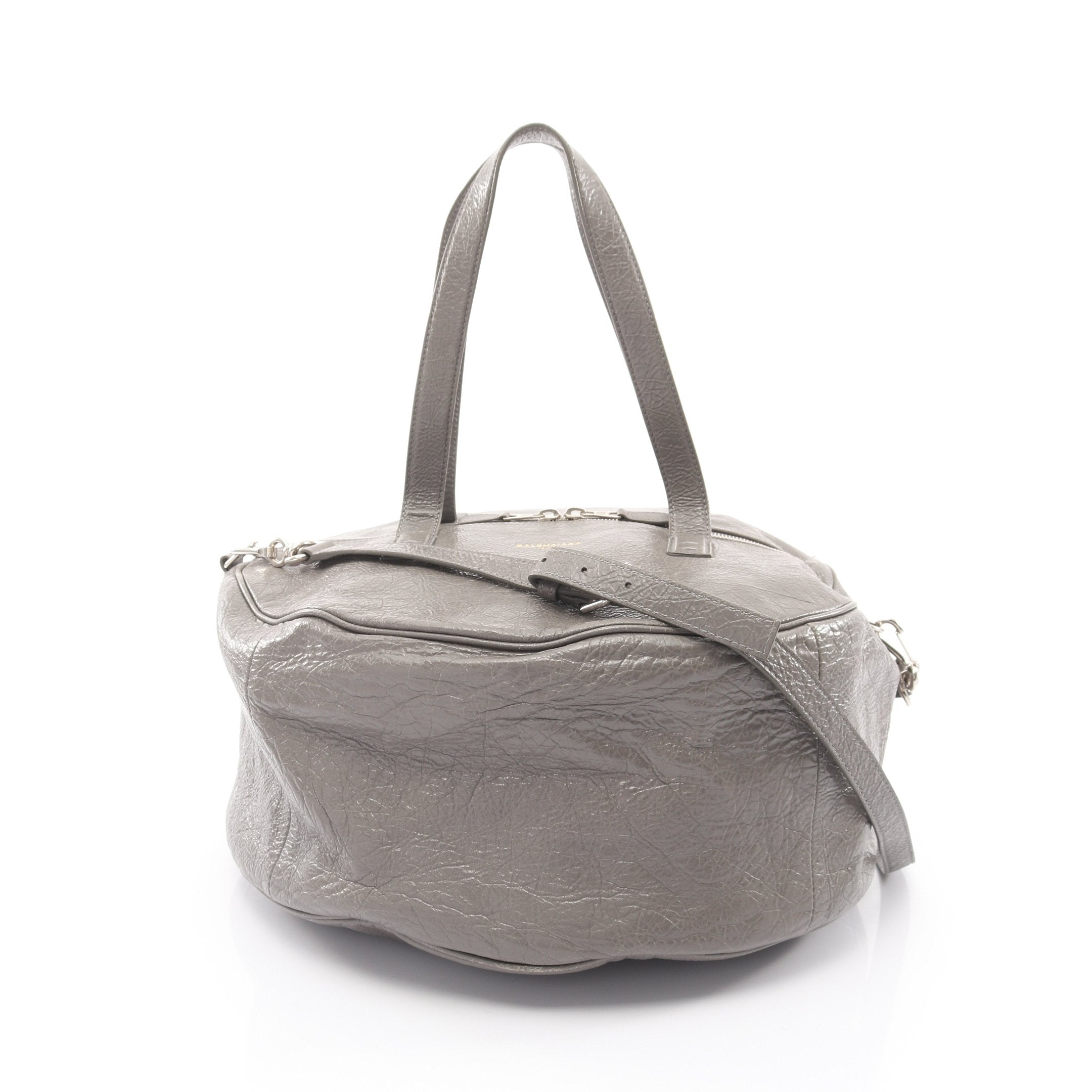 バレンシアガ エアホーボー ボストンバッグ グレー ショルダー 2way ABランク レザー 中古 BALENCIAGA（バレンシアガ） エアホーボー ボストンバッグ ショルダー