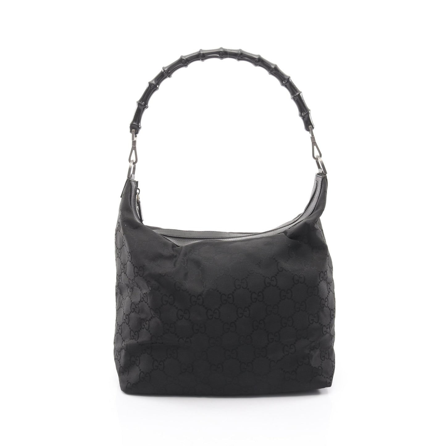 バンブー GGナイロン ワンショルダーバッグ ナイロン レザー ブラック グッチ バッグ GUCCI
