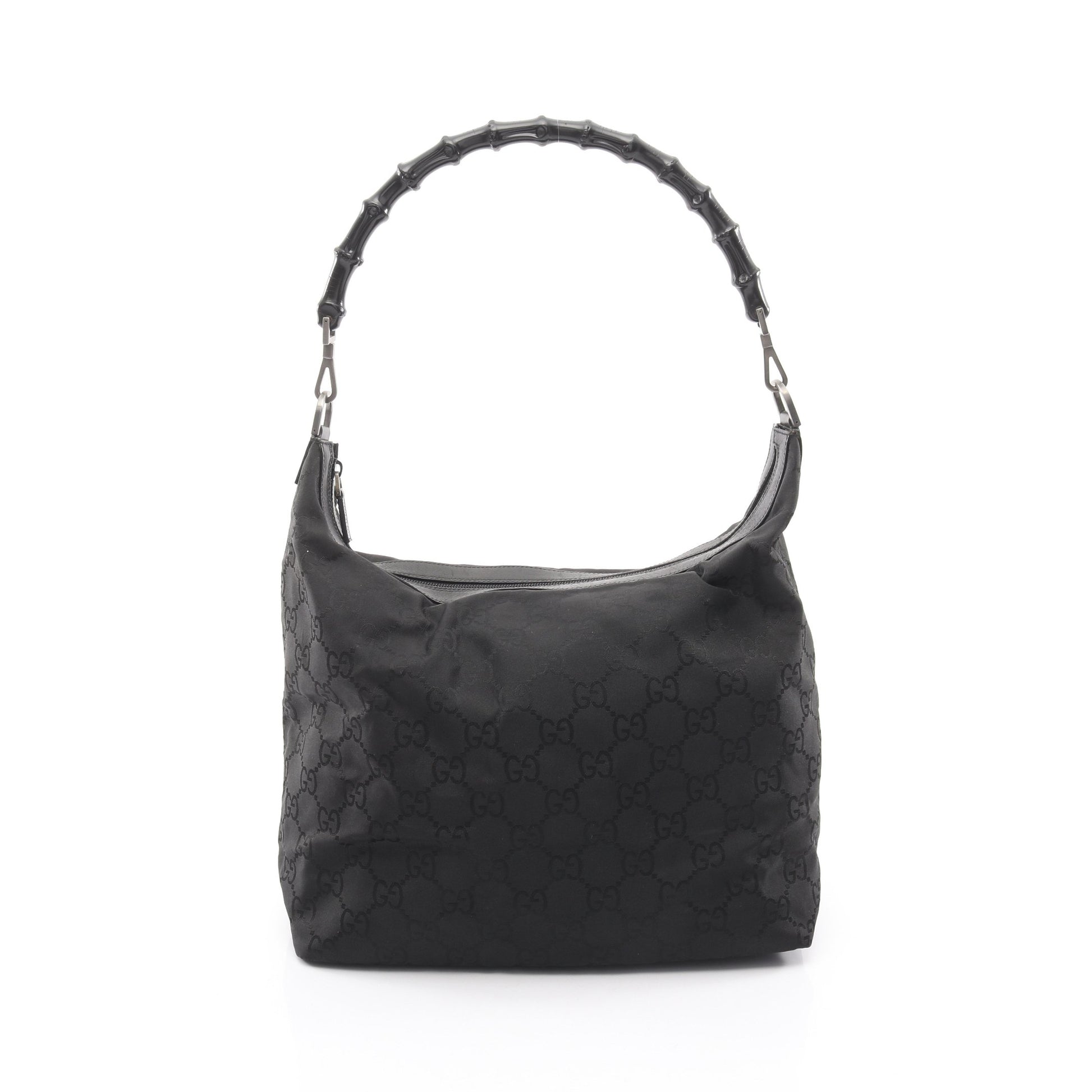 バンブー GGナイロン ワンショルダーバッグ ナイロン レザー ブラック グッチ バッグ GUCCI