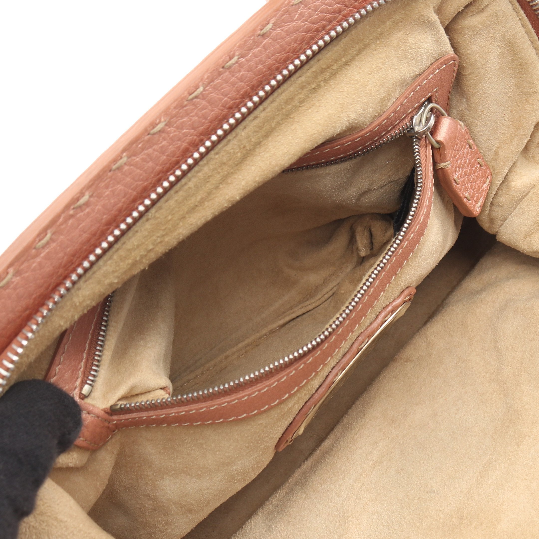 FENDI セレリア ドクターズバック　ダークブラウン 状態◎ 修理箇所あり セレリア ドクターズバッグ ハンドバッグ レザー ピンクゴールド